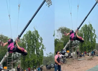 டூப் போடாமல் அதிரடி சாகச சண்டைக்காட்சியில் நடித்த நடிகை லக்ஷ்மி மஞ்சு!